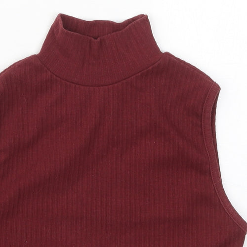 Missguided Womens Red  Cotton Cropped Tank Size 4 Round Neck