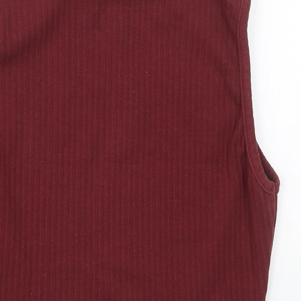 Missguided Womens Red  Cotton Cropped Tank Size 4 Round Neck