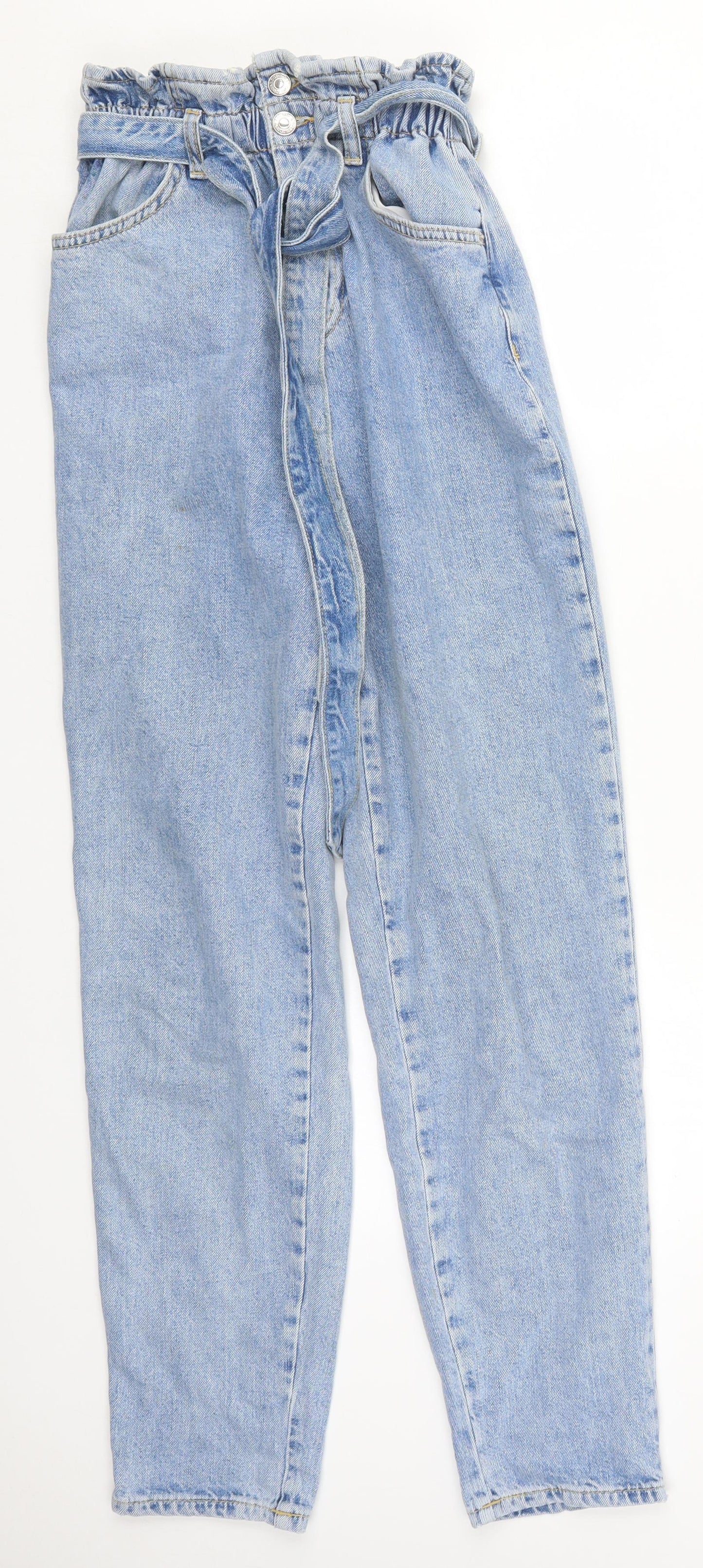 New Look Womens Blue  Cotton Mom Jeans Size 8 L28 in Regular Button