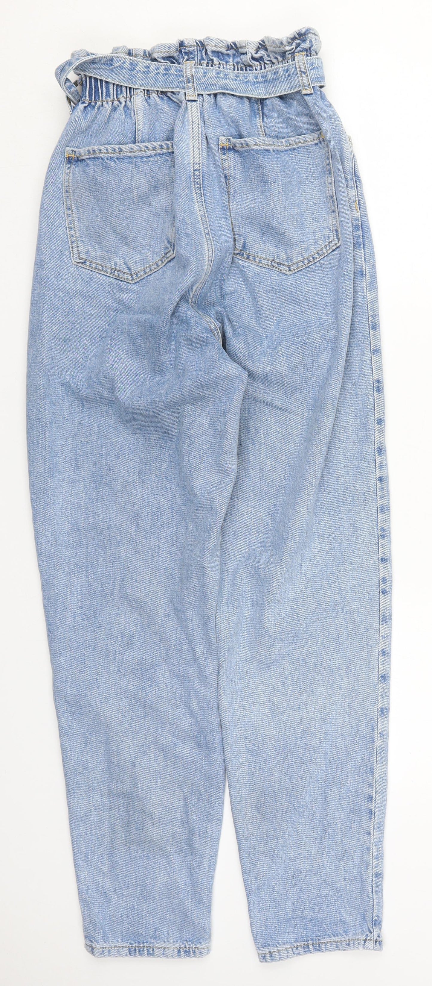 New Look Womens Blue  Cotton Mom Jeans Size 8 L28 in Regular Button