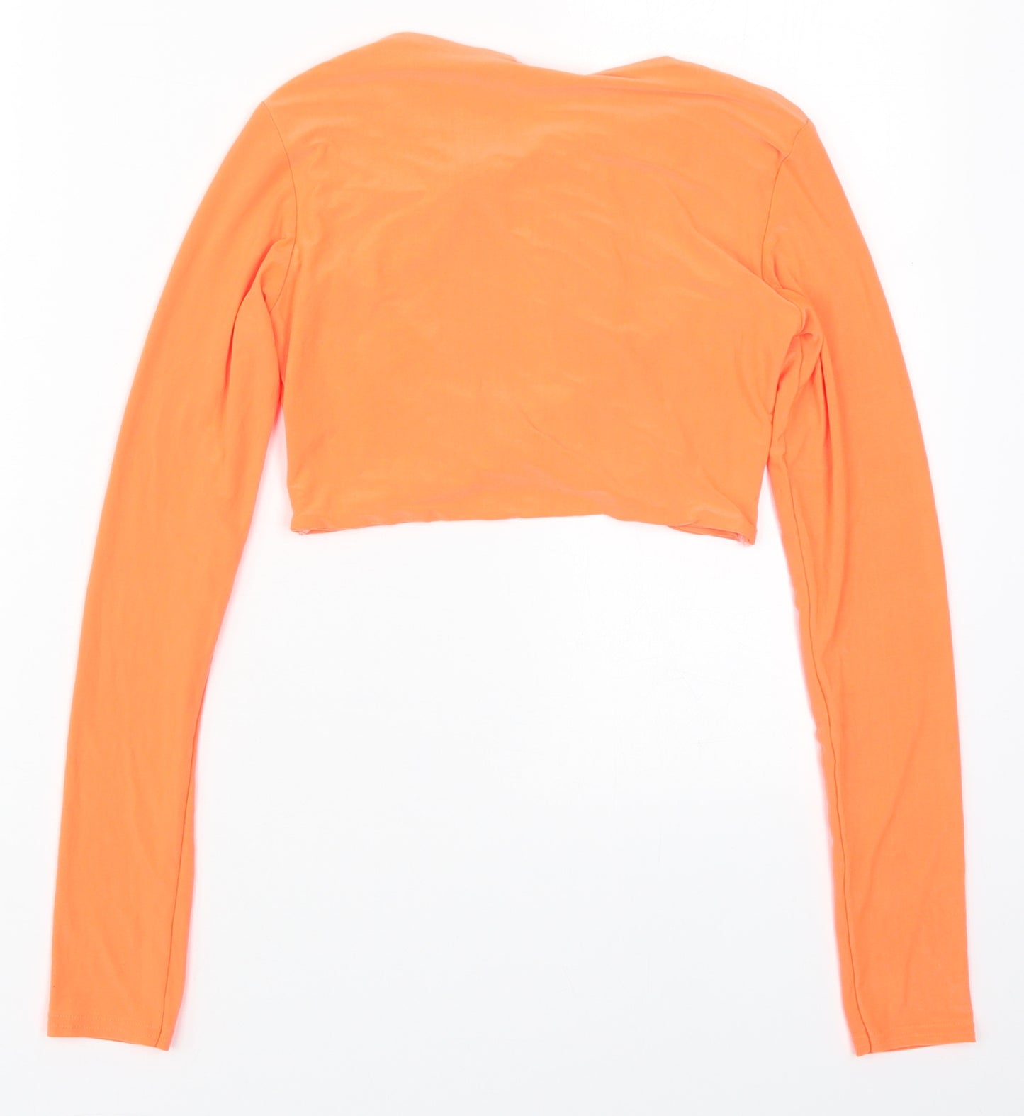 Stylewise Womens Orange  Polyester Cropped T-Shirt Size 8 V-Neck - Cut Out