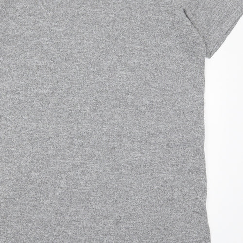 River Island Womens Grey Geometric Viscose Basic T-Shirt Size 10 Round Neck