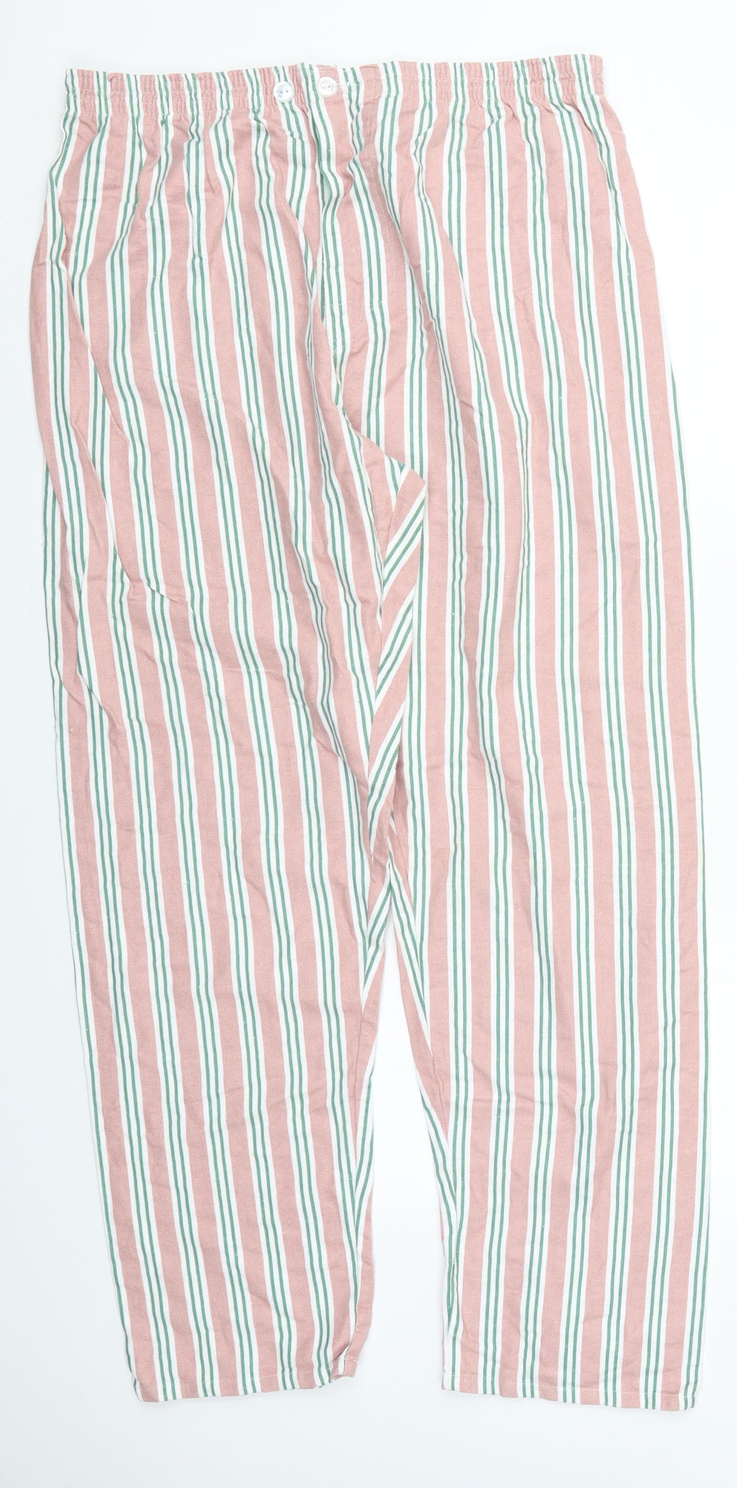 Preworn Womens Pink Striped Cotton Trousers  Size 33 in L29 in Regular  - Pyjama Pants