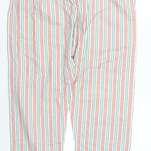 Preworn Womens Pink Striped Cotton Trousers  Size 33 in L29 in Regular  - Pyjama Pants