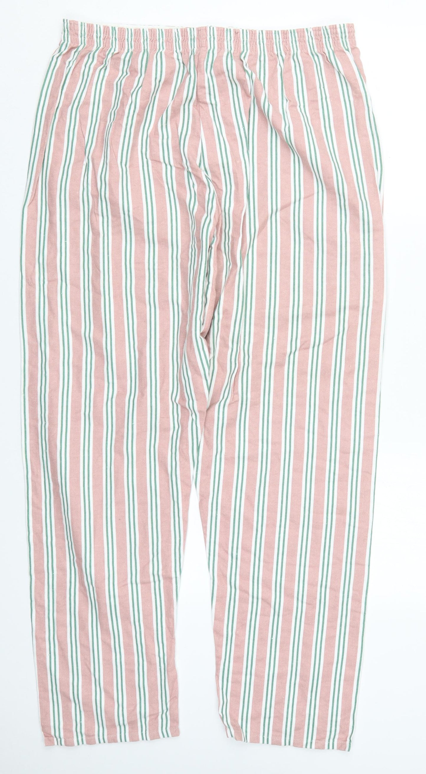 Preworn Womens Pink Striped Cotton Trousers  Size 33 in L29 in Regular  - Pyjama Pants