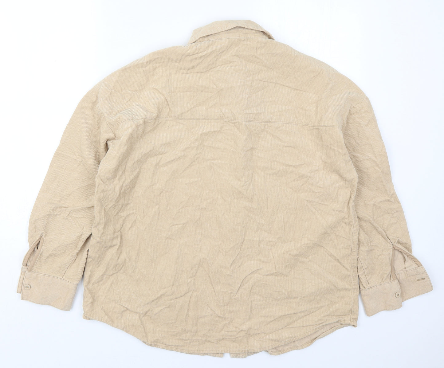 H&M Womens Beige  Cotton Basic Button-Up Size XS Collared