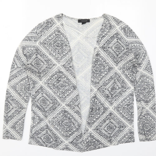 Atmosphere Womens Grey V-Neck Geometric Polyester Cardigan Jumper Size M