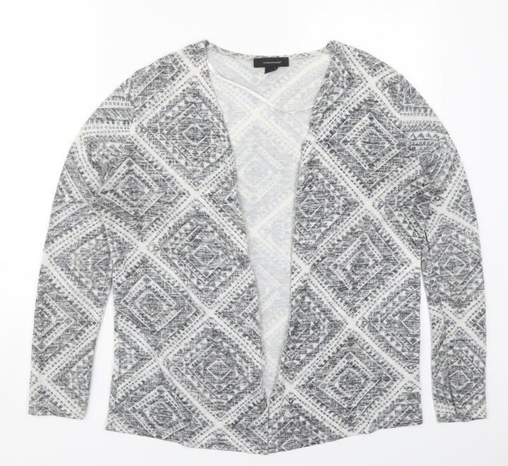 Atmosphere Womens Grey V-Neck Geometric Polyester Cardigan Jumper Size M