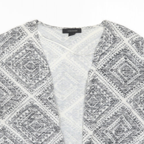 Atmosphere Womens Grey V-Neck Geometric Polyester Cardigan Jumper Size M
