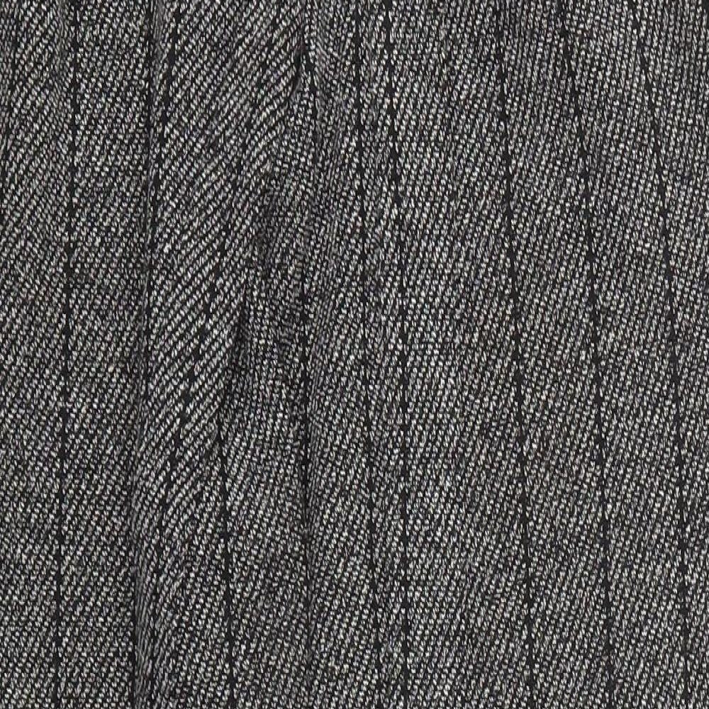 River Island Womens Grey Striped Polyester Trousers  Size 12 L27 in Regular Hook & Eye
