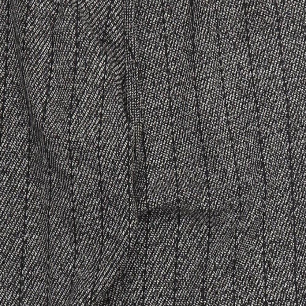 River Island Womens Grey Striped Polyester Trousers  Size 12 L27 in Regular Hook & Eye