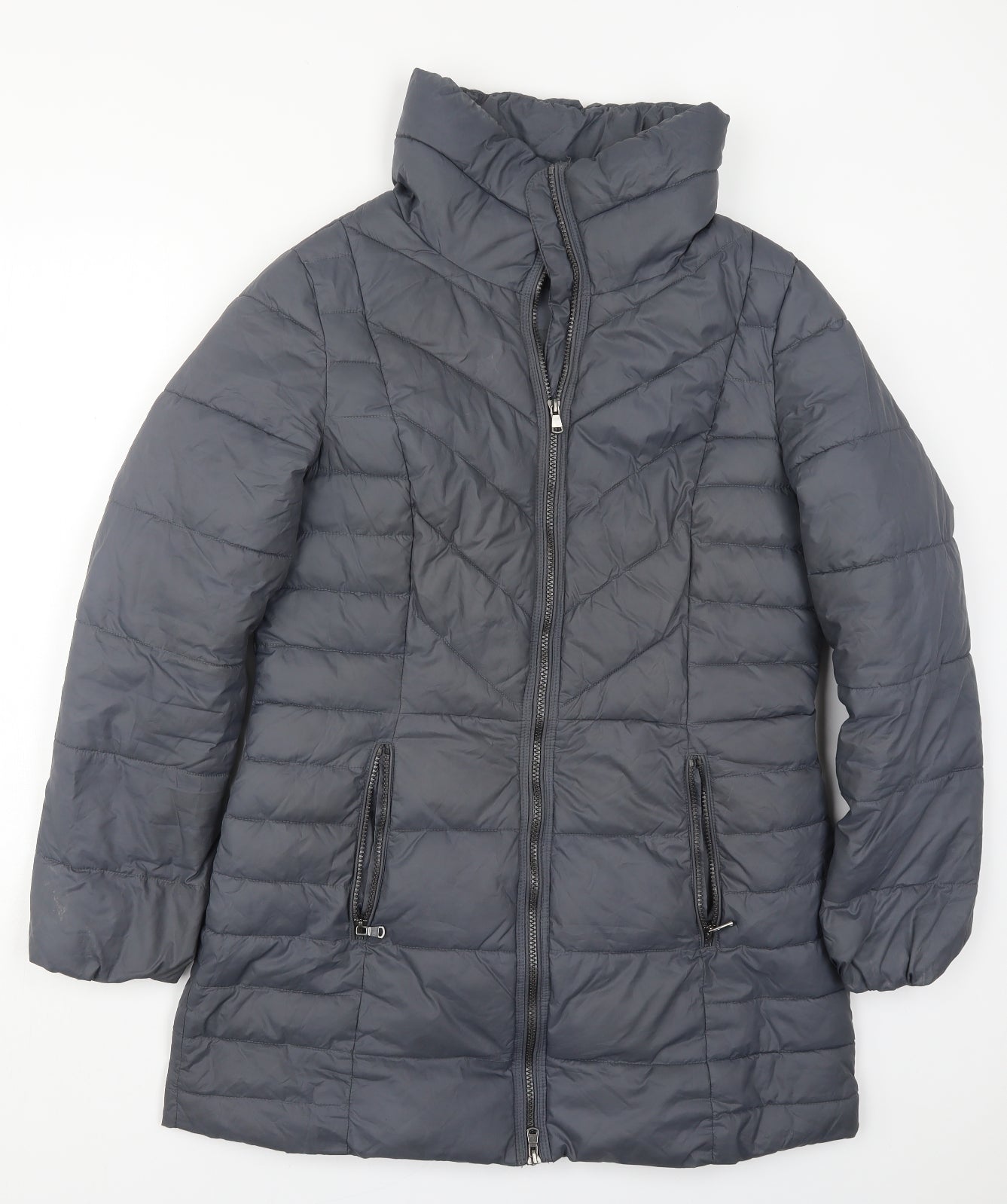 Marks and Spencer Womens Grey   Quilted Coat Size 12  Zip