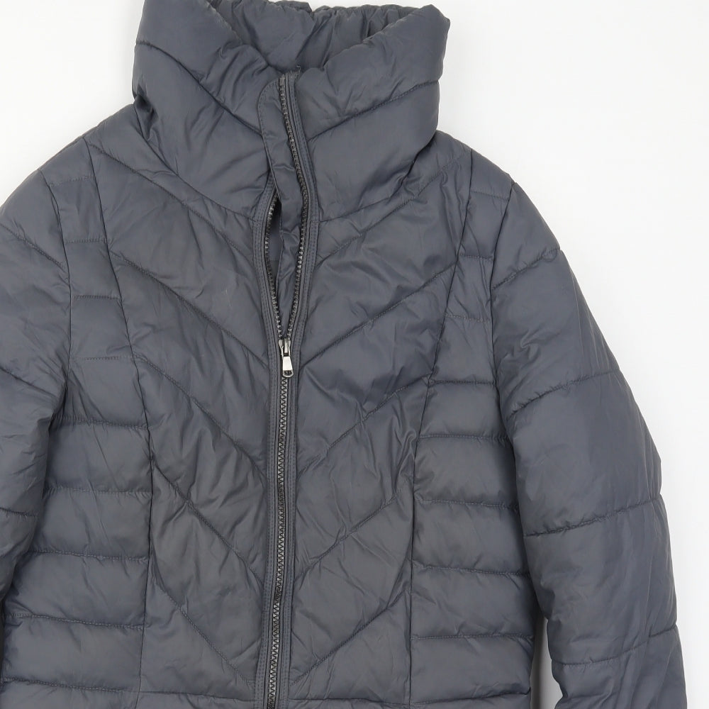 Marks and Spencer Womens Grey   Quilted Coat Size 12  Zip