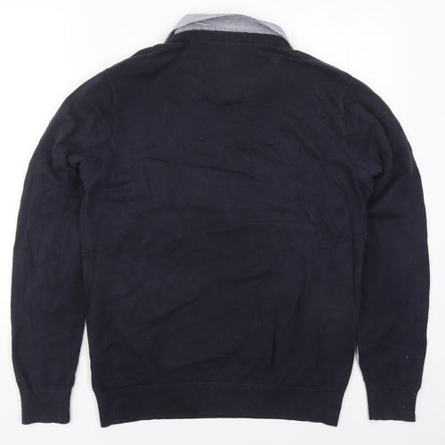 NEXT Mens Blue Collared  Cotton Pullover Jumper Size M