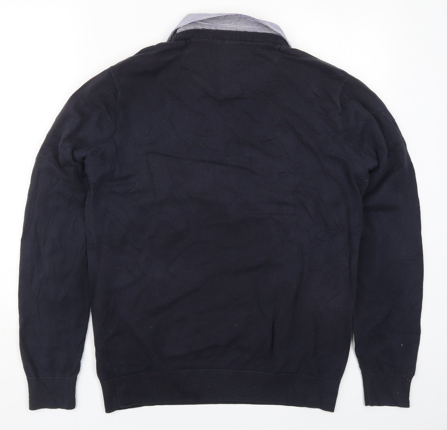 NEXT Mens Blue Collared  Cotton Pullover Jumper Size M