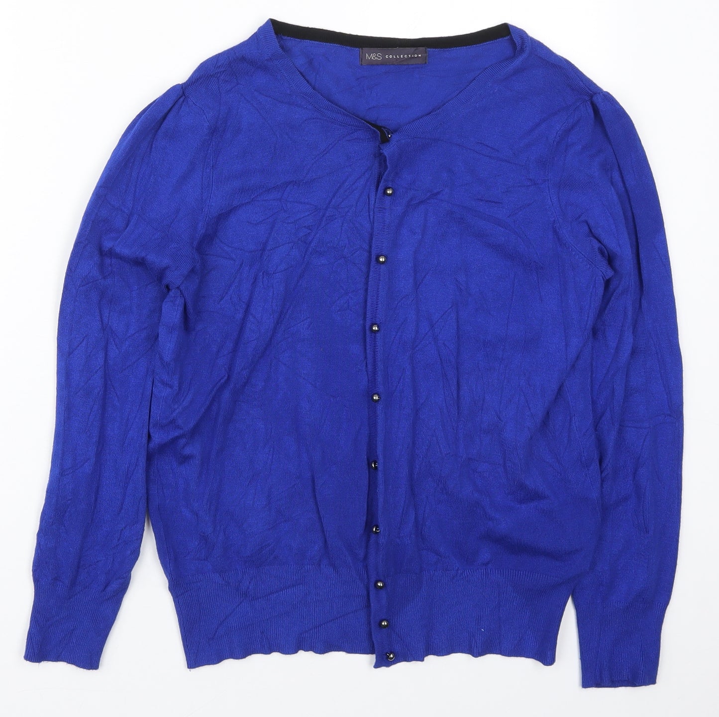 Marks and Spencer Womens Blue Round Neck  Viscose Cardigan Jumper Size 12