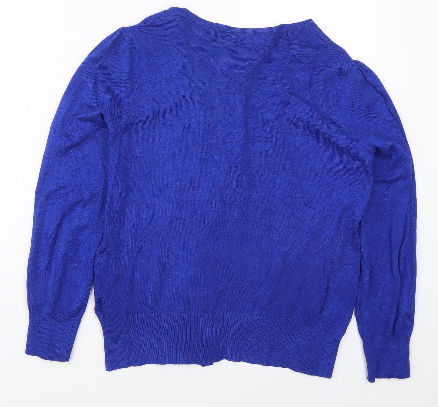 Marks and Spencer Womens Blue Round Neck  Viscose Cardigan Jumper Size 12