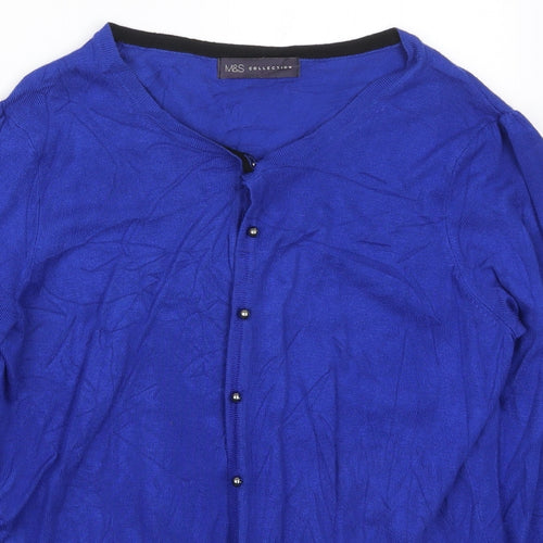 Marks and Spencer Womens Blue Round Neck  Viscose Cardigan Jumper Size 12