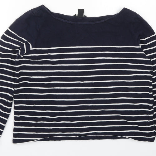 H&M Womens Blue Striped Cotton Pullover Sweatshirt Size L