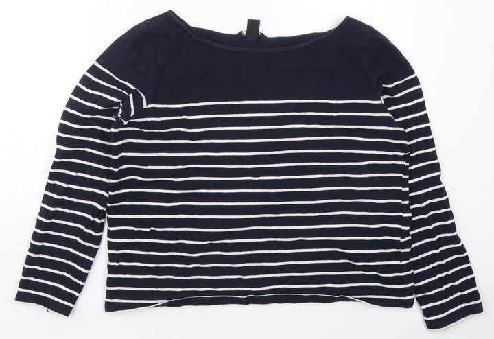 H&M Womens Blue Striped Cotton Pullover Sweatshirt Size L