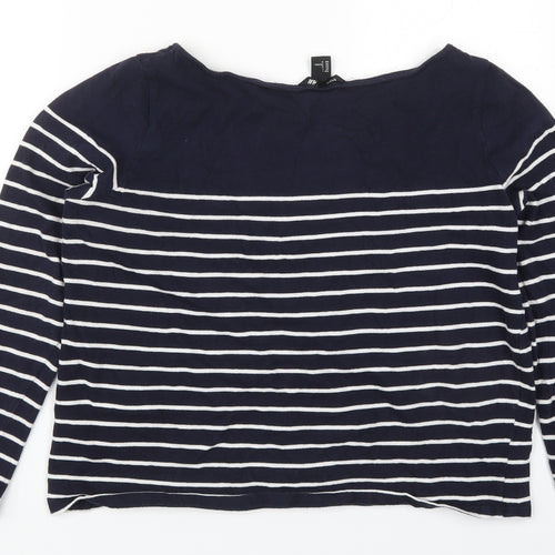 H&M Womens Blue Striped Cotton Pullover Sweatshirt Size L