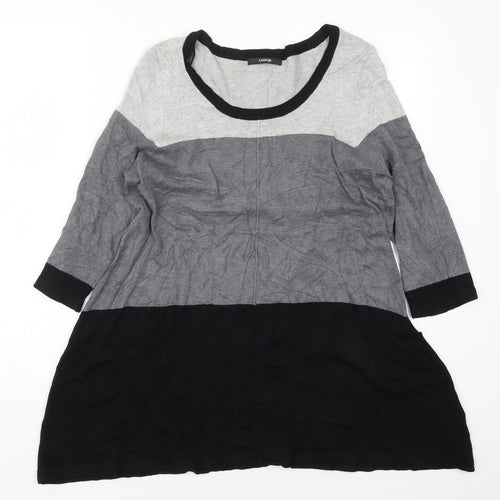 George Womens Grey Round Neck Striped Viscose Pullover Jumper Size 14