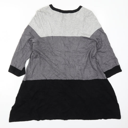 George Womens Grey Round Neck Striped Viscose Pullover Jumper Size 14