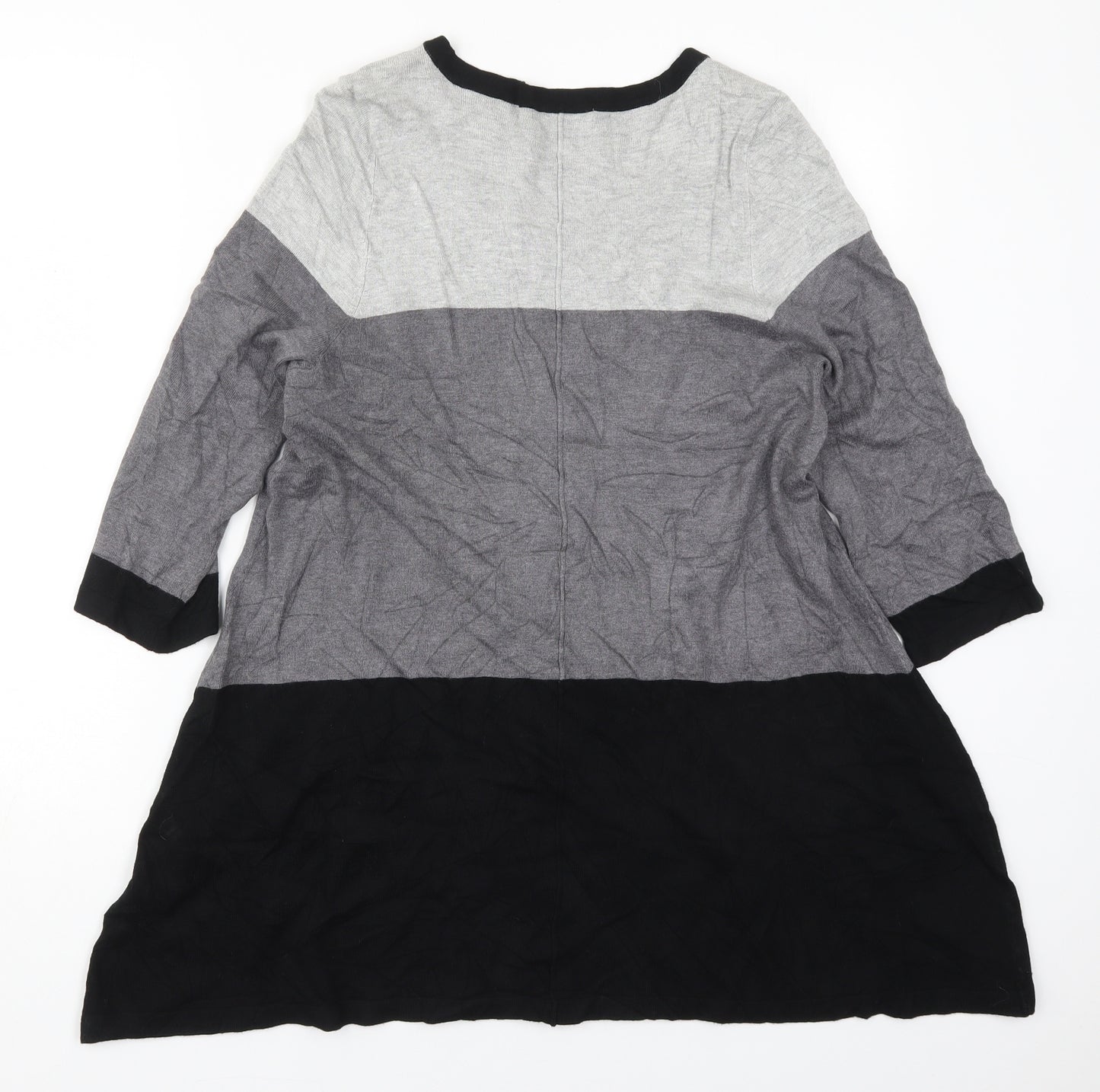 George Womens Grey Round Neck Striped Viscose Pullover Jumper Size 14