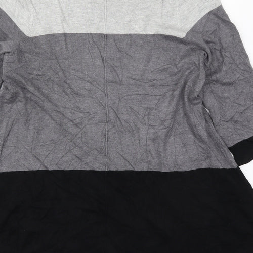 George Womens Grey Round Neck Striped Viscose Pullover Jumper Size 14