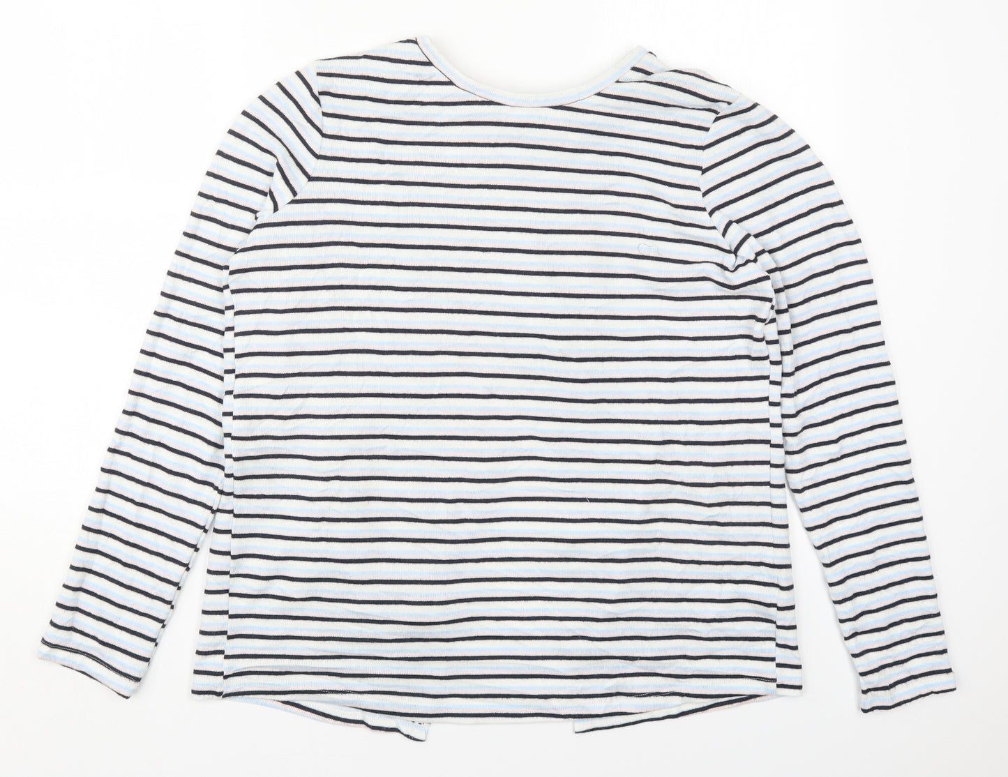 Nocozo Womens Blue Striped Polyester Basic T-Shirt Size 12 Round Neck