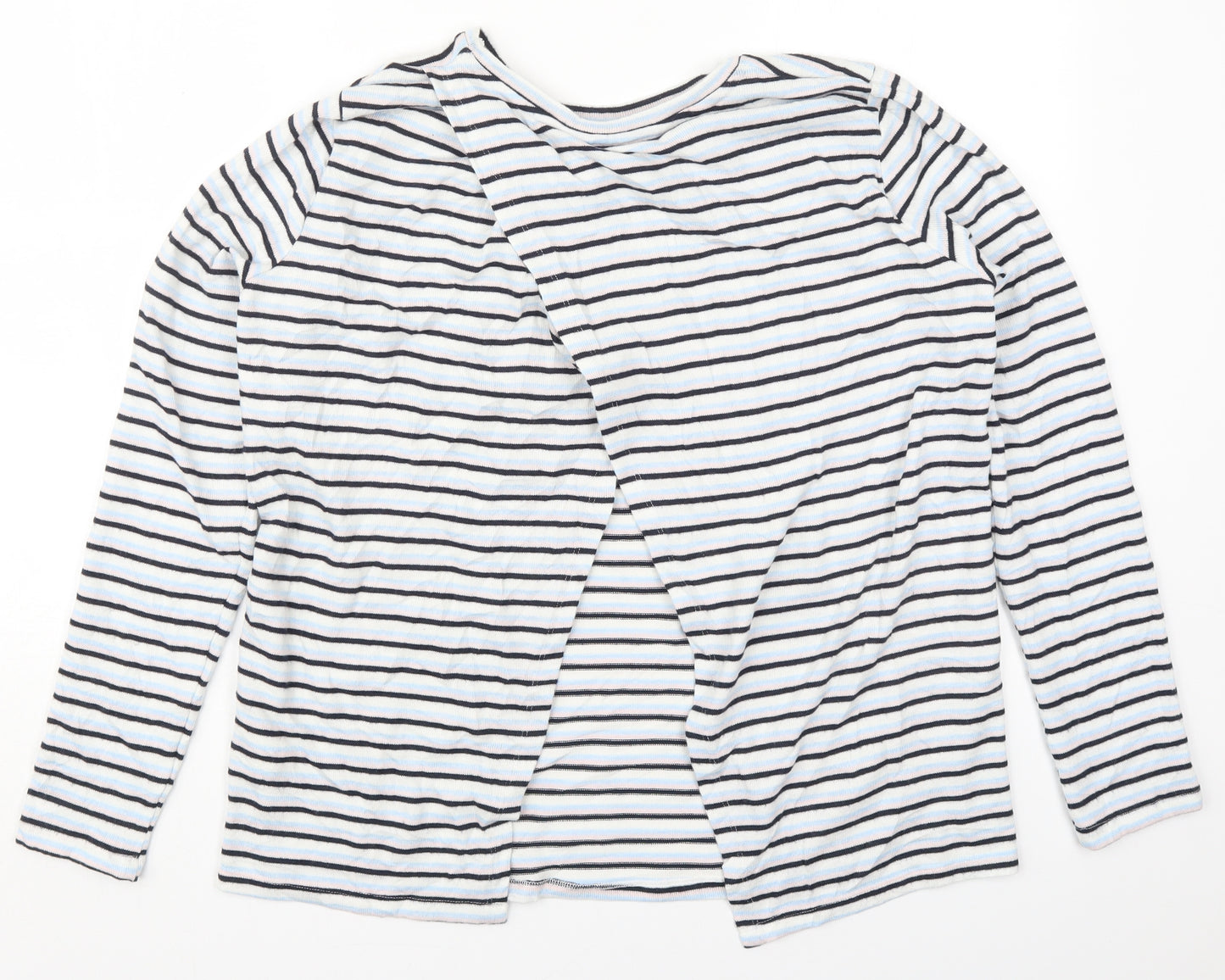 Nocozo Womens Blue Striped Polyester Basic T-Shirt Size 12 Round Neck
