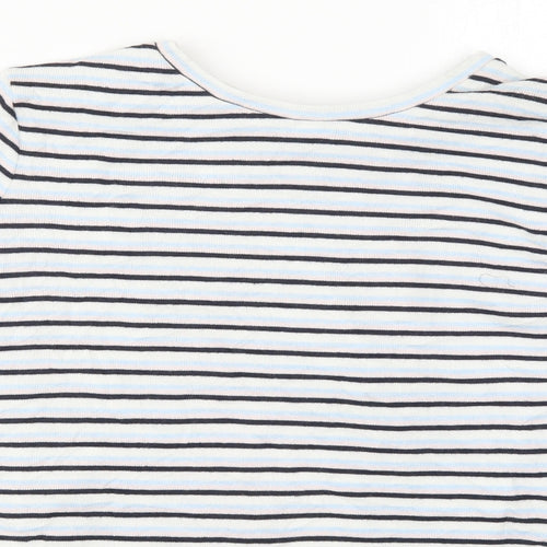 Nocozo Womens Blue Striped Polyester Basic T-Shirt Size 12 Round Neck
