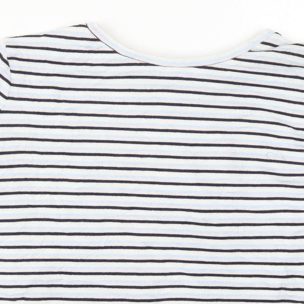 Nocozo Womens Blue Striped Polyester Basic T-Shirt Size 12 Round Neck