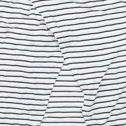 Nocozo Womens Blue Striped Polyester Basic T-Shirt Size 12 Round Neck