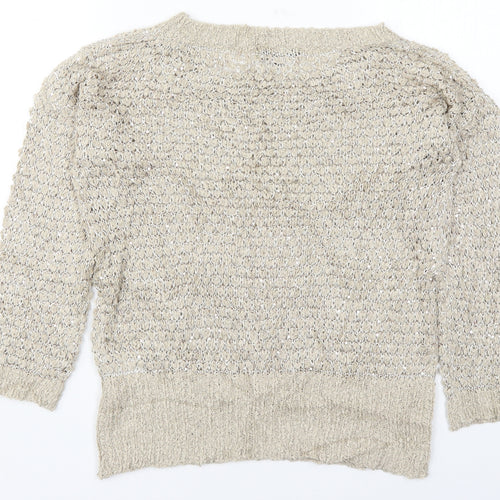 Jenny Loyd Womens Beige Round Neck  Acrylic Pullover Jumper Size M