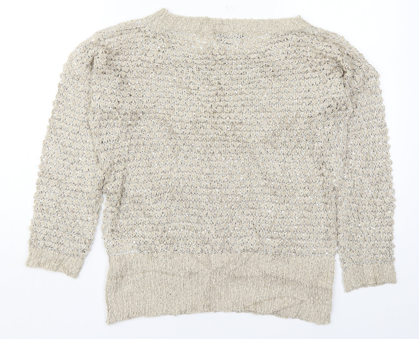 Jenny Loyd Womens Beige Round Neck  Acrylic Pullover Jumper Size M