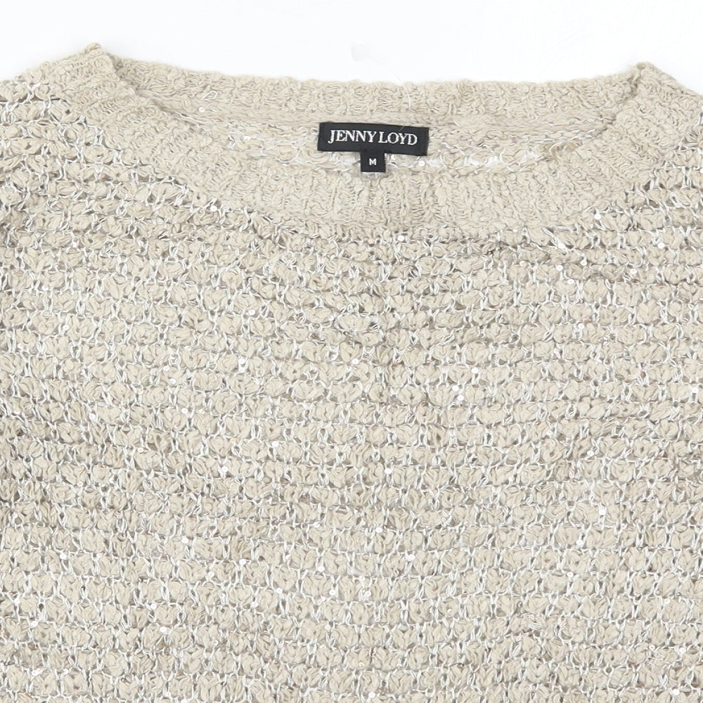 Jenny Loyd Womens Beige Round Neck  Acrylic Pullover Jumper Size M