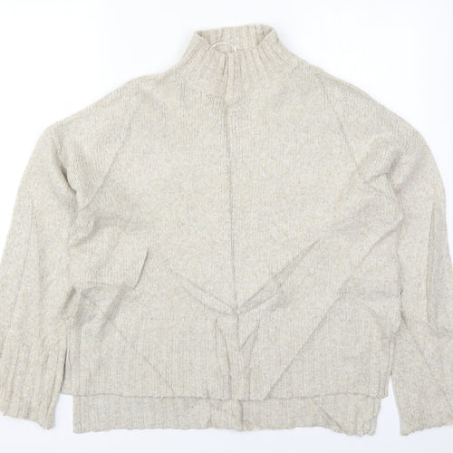 New Look Womens Beige High Neck  Acrylic Pullover Jumper Size M