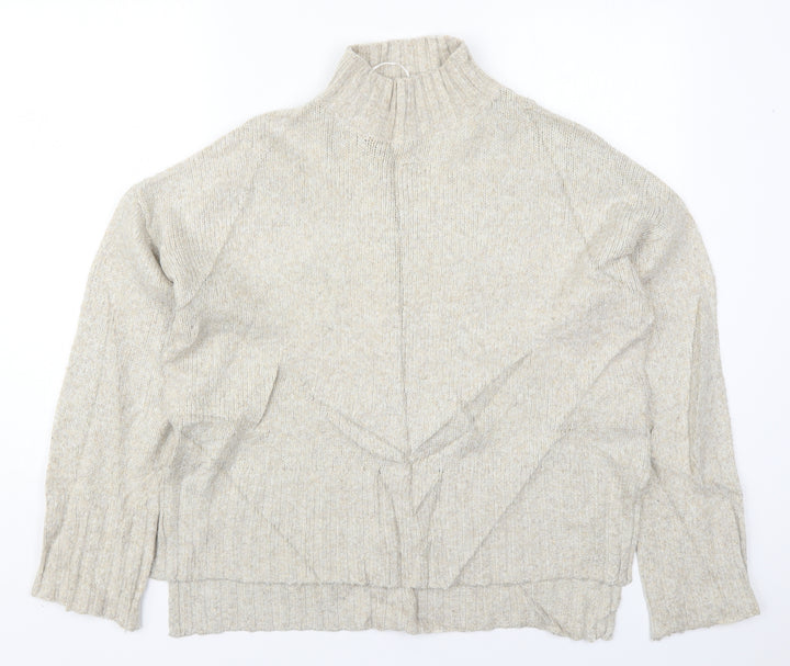 New Look Womens Beige High Neck  Acrylic Pullover Jumper Size M