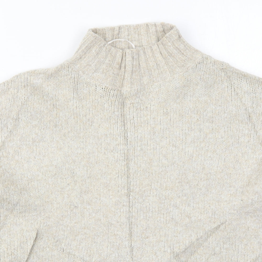 New Look Womens Beige High Neck  Acrylic Pullover Jumper Size M