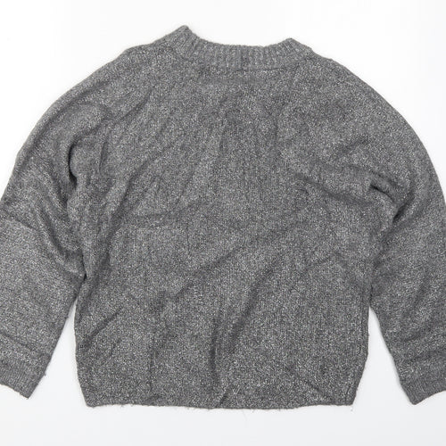 TU Womens Grey Round Neck  Acrylic Pullover Jumper Size S