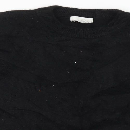 H&M Womens Black Round Neck  Acrylic Pullover Jumper Size M   - Black and White