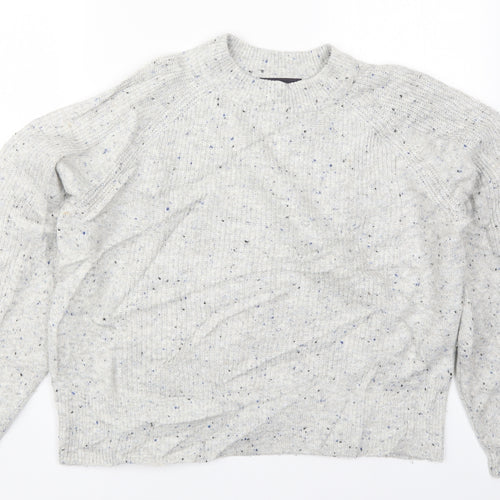 Marks and Spencer Womens Grey Round Neck  Acrylic Pullover Jumper Size M