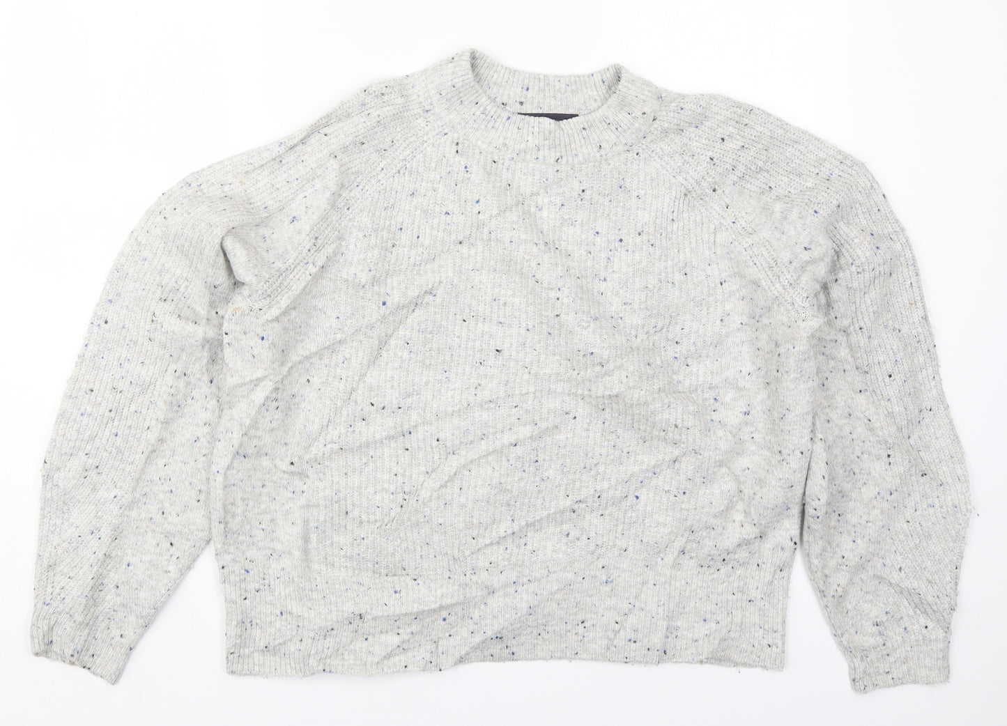 Marks and Spencer Womens Grey Round Neck  Acrylic Pullover Jumper Size M