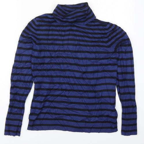 Betty Barclay Womens Blue Roll Neck Striped Viscose Pullover Jumper Size 10