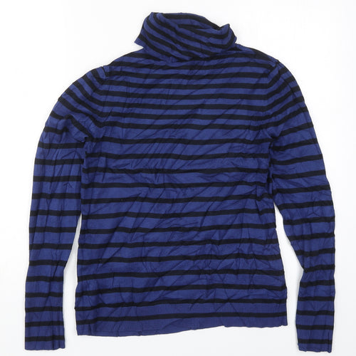 Betty Barclay Womens Blue Roll Neck Striped Viscose Pullover Jumper Size 10