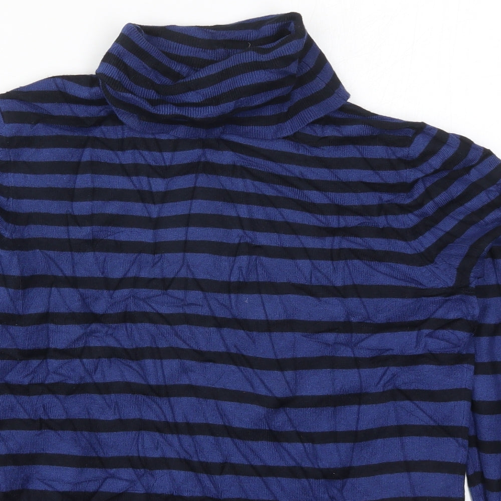 Betty Barclay Womens Blue Roll Neck Striped Viscose Pullover Jumper Size 10