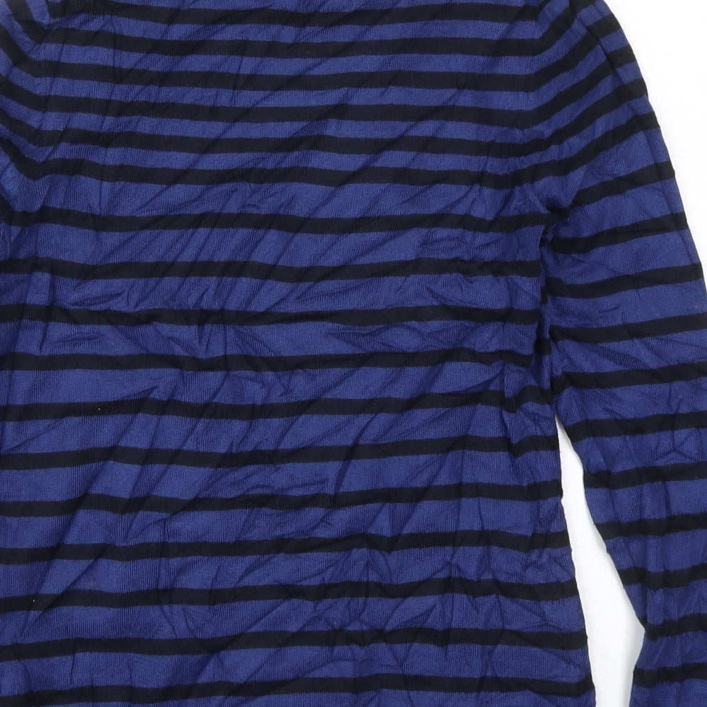 Betty Barclay Womens Blue Roll Neck Striped Viscose Pullover Jumper Size 10