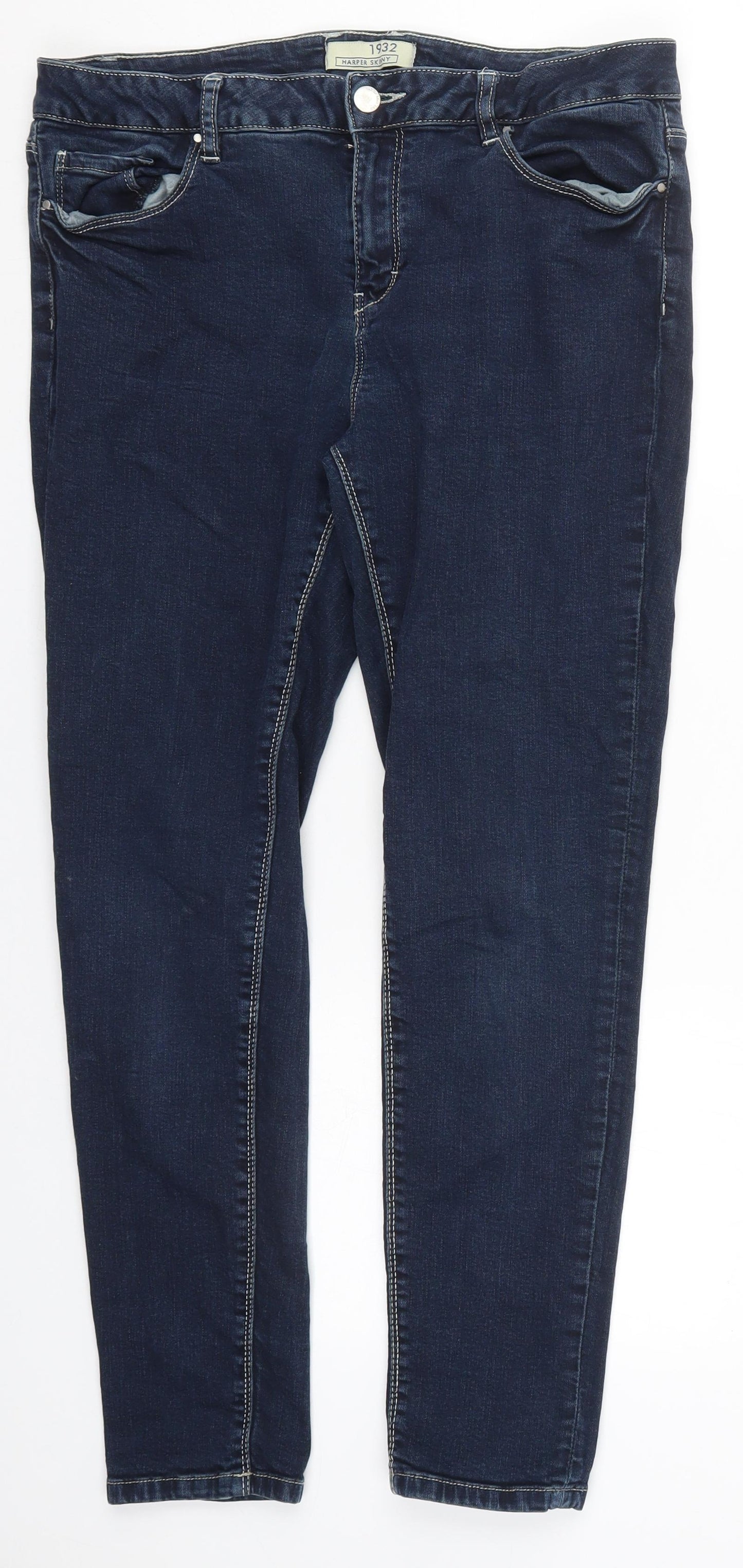 South Womens Blue  Cotton Skinny Jeans Size 12 L28 in Regular Button