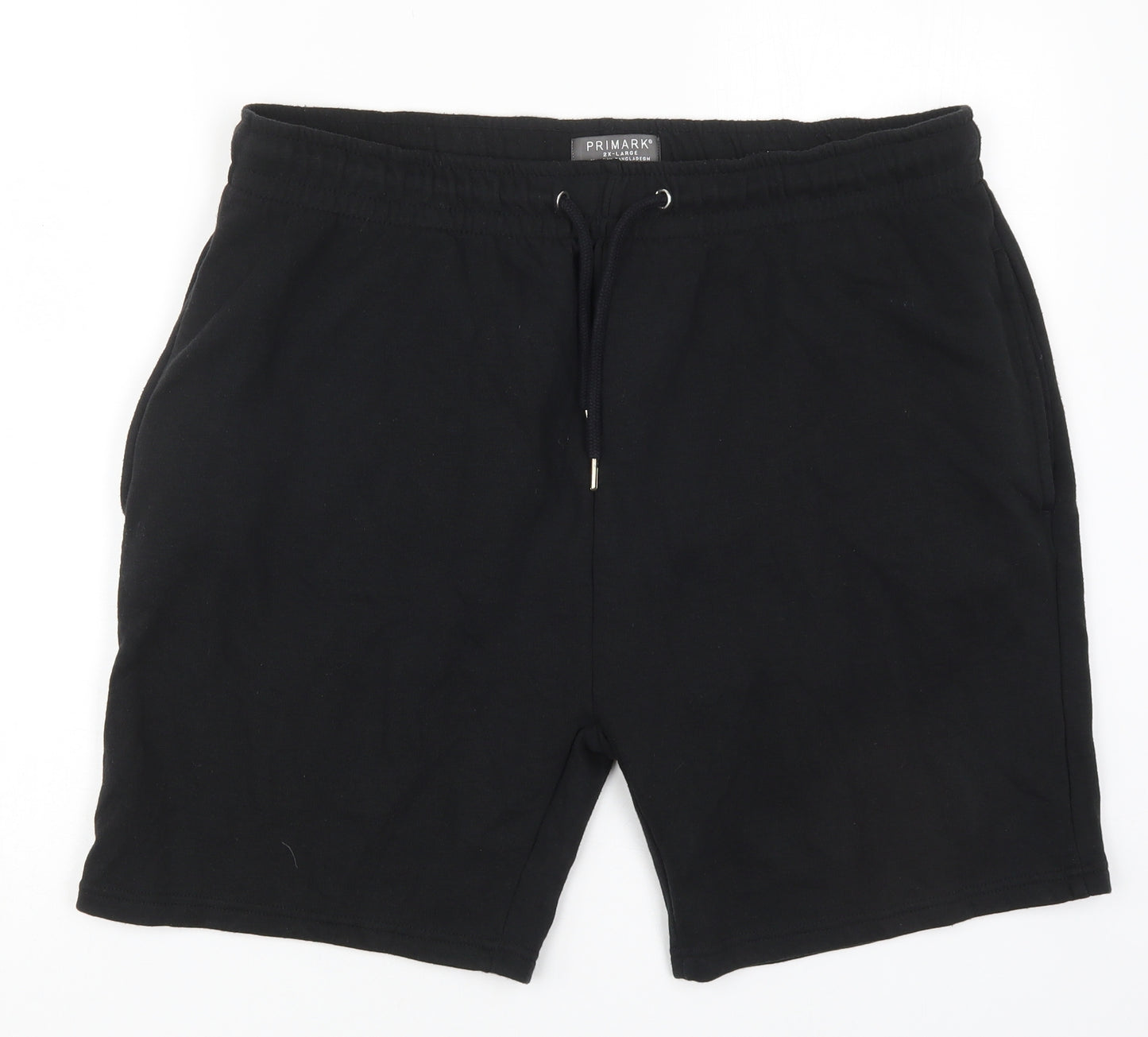 Primark Mens Black  Cotton Sweat Shorts Size 2XL L7 in Regular Drawstring